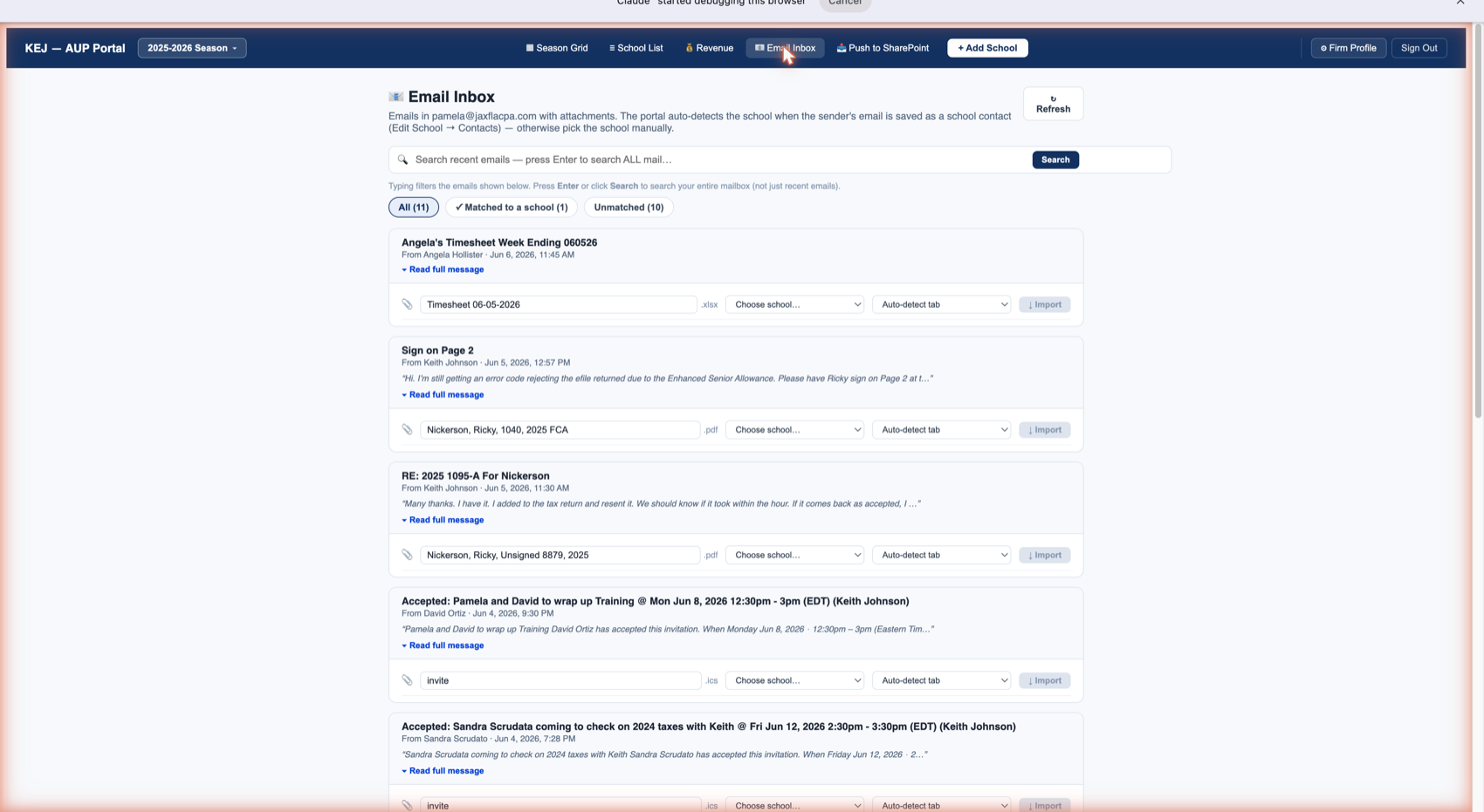 Email Inbox — All tab