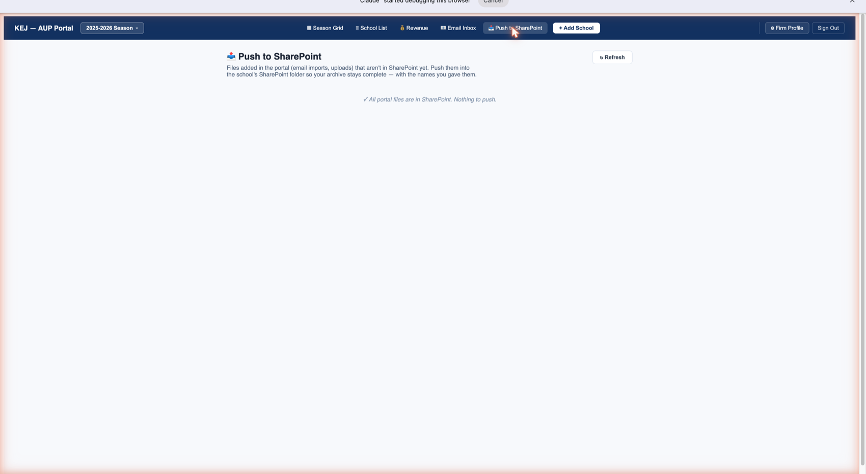 Push to SharePoint — all synced