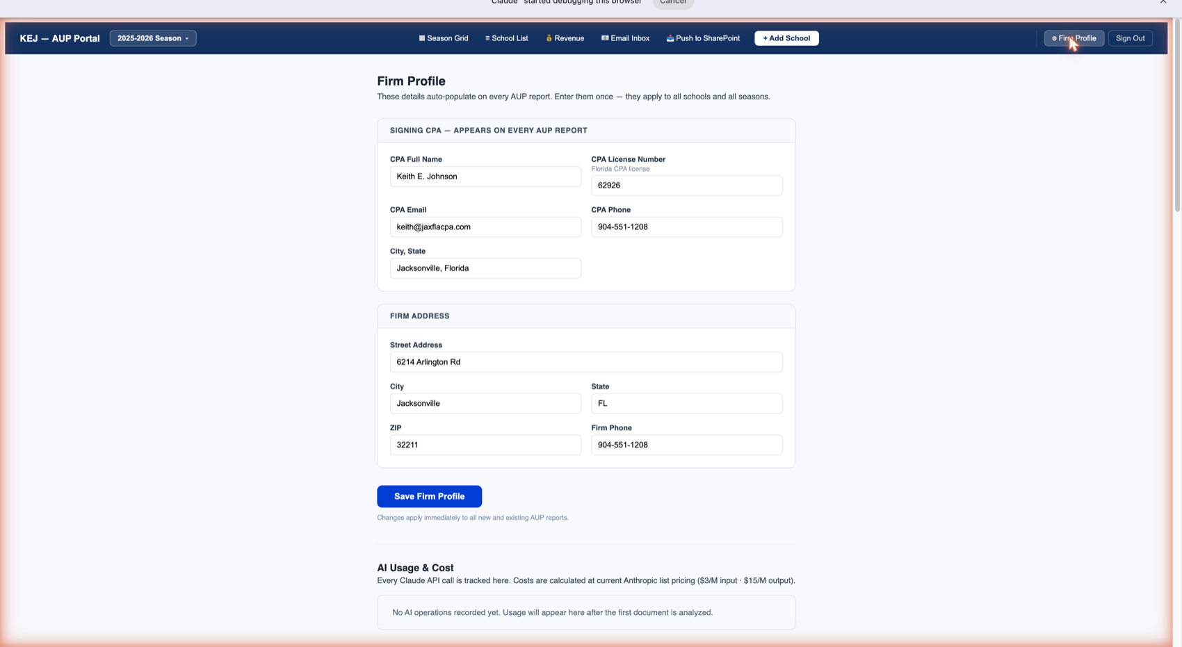 Firm Profile — CPA credentials