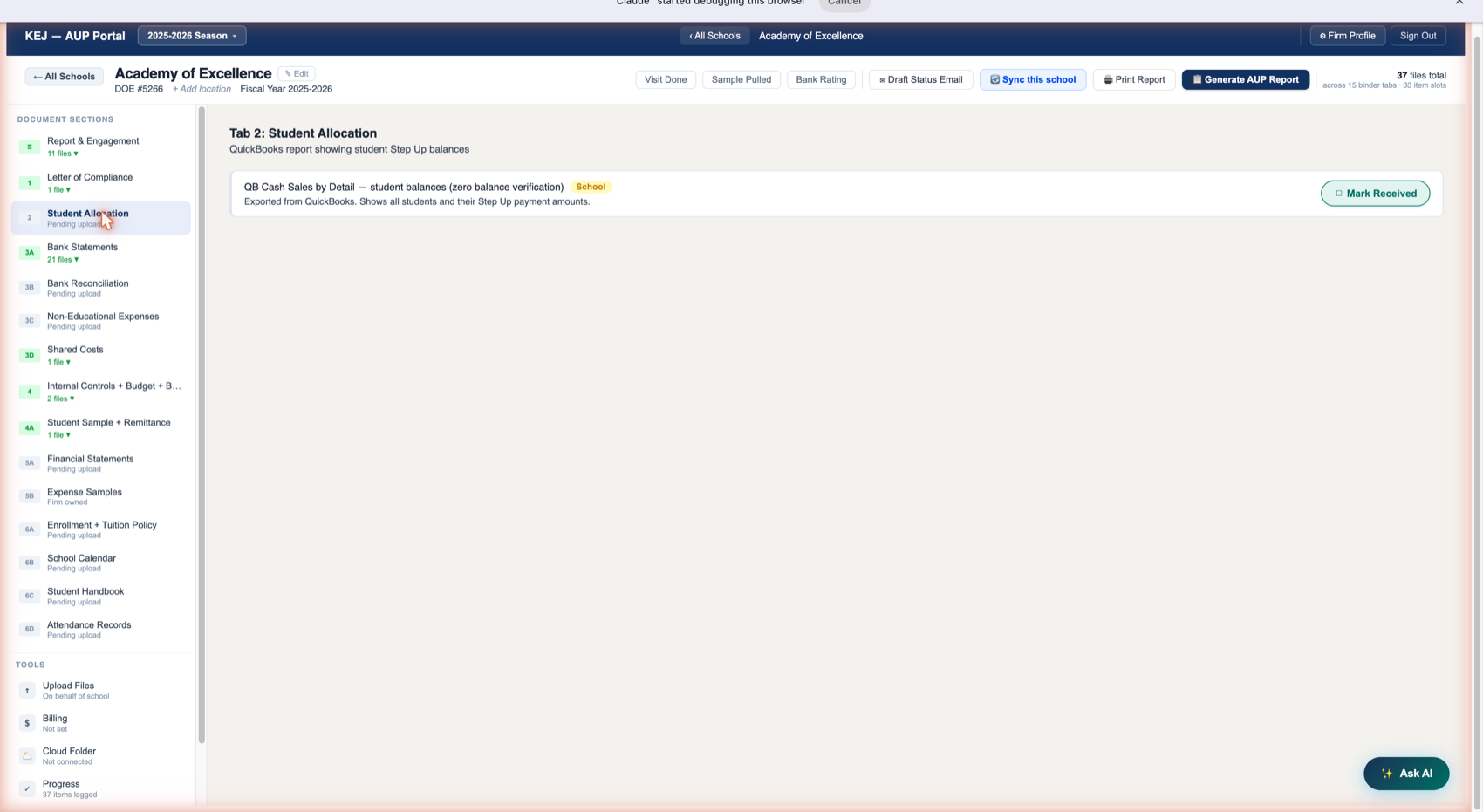 Tab 2 — Student Allocation