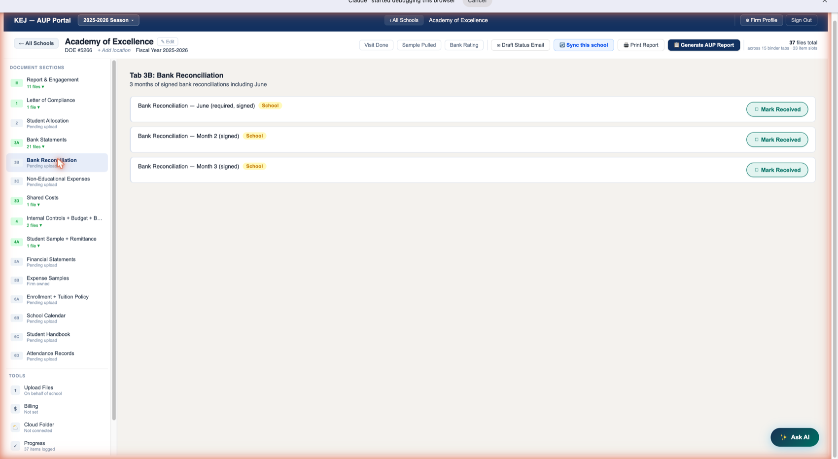 Tab 3B — Bank Reconciliation