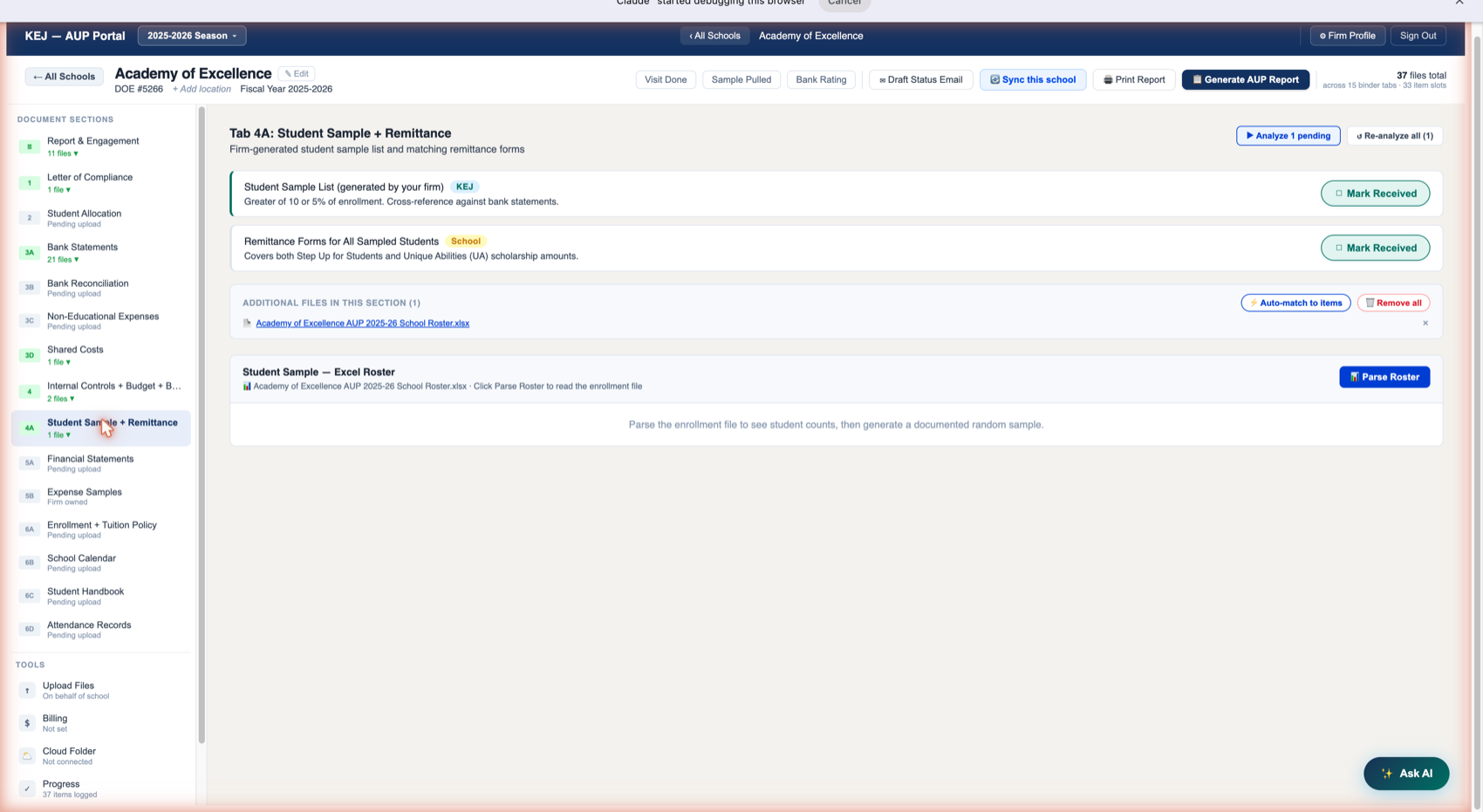 Tab 4A — Student Sample + Remittance