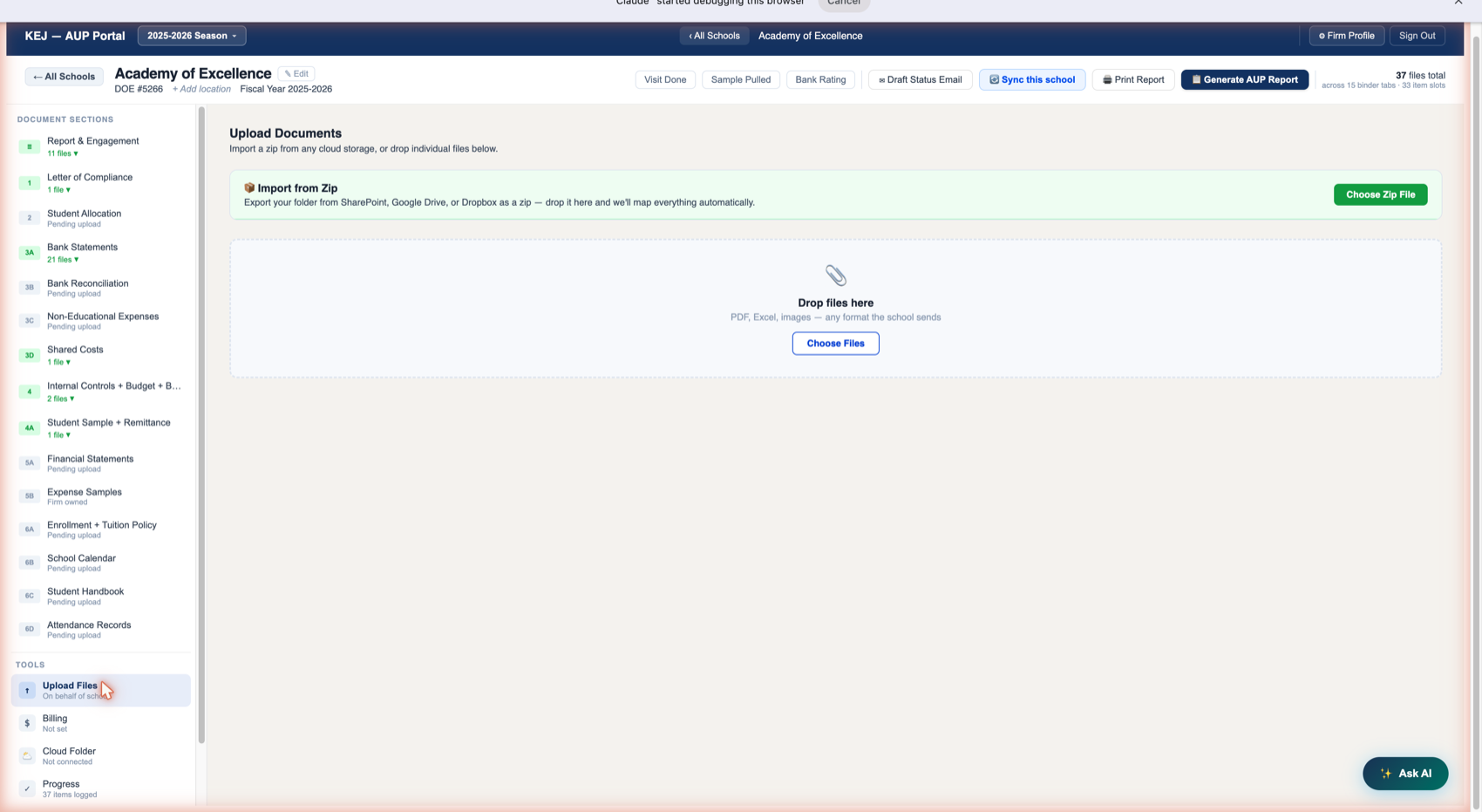 Upload Files tool