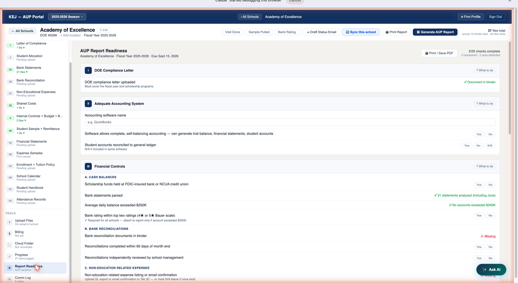 Report Readiness — top